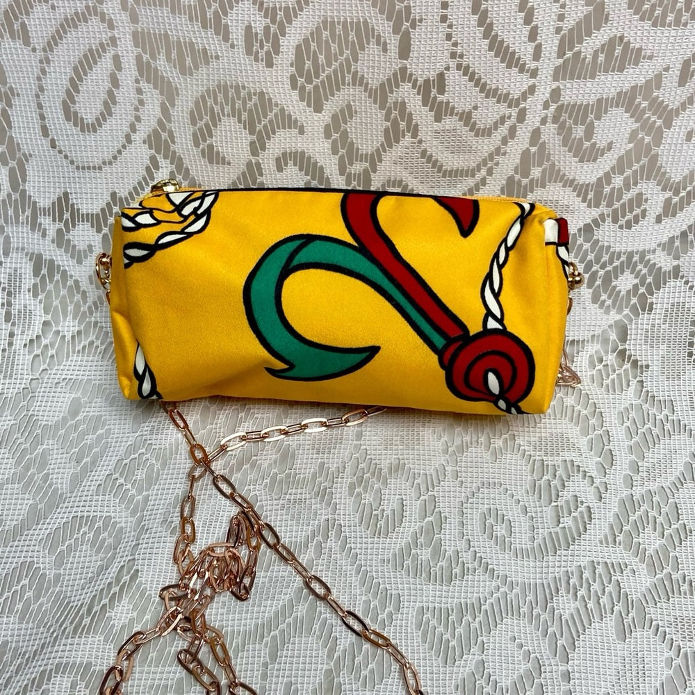 Christian Dior Yellow Abstract Canvas Cosmetic Pouch- Crossbody 6in x 3in x 2in
