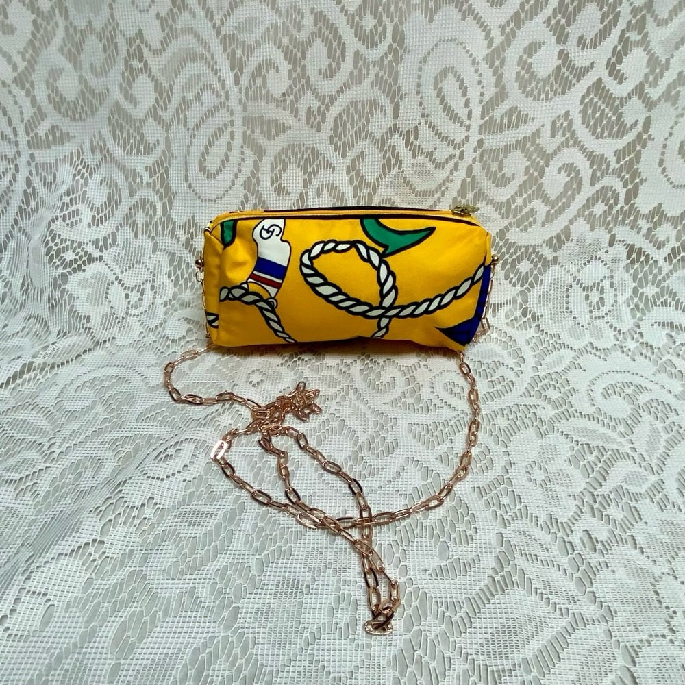 Christian Dior Yellow Abstract Canvas Cosmetic Pouch- Crossbody 6in x 3in x 2in