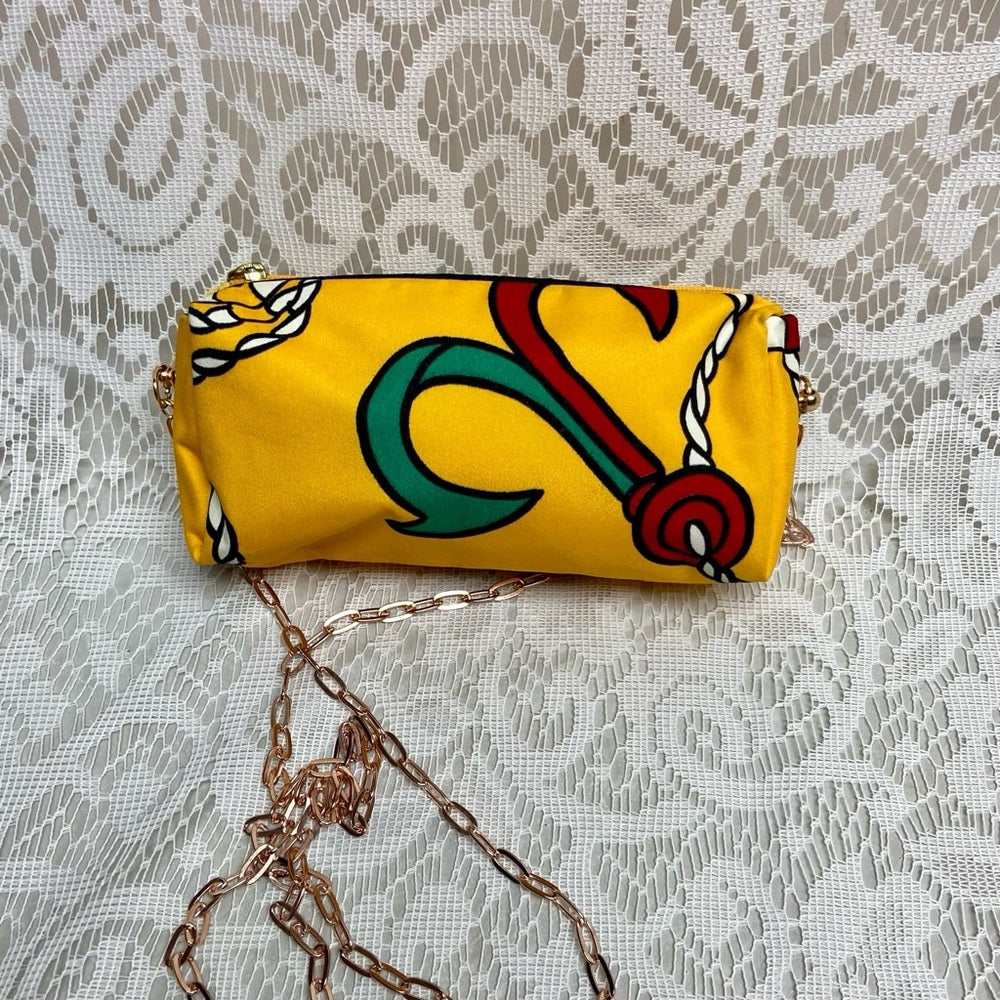 Christian Dior Yellow Abstract Canvas Cosmetic Pouch- Crossbody 6in x 3in x 2in