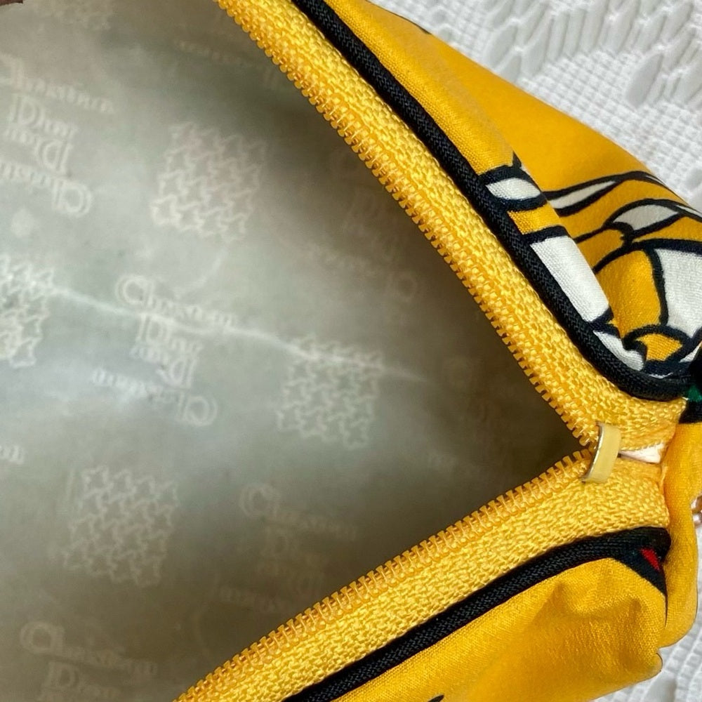 Christian Dior Yellow Abstract Canvas Cosmetic Pouch- Crossbody 6in x 3in x 2in