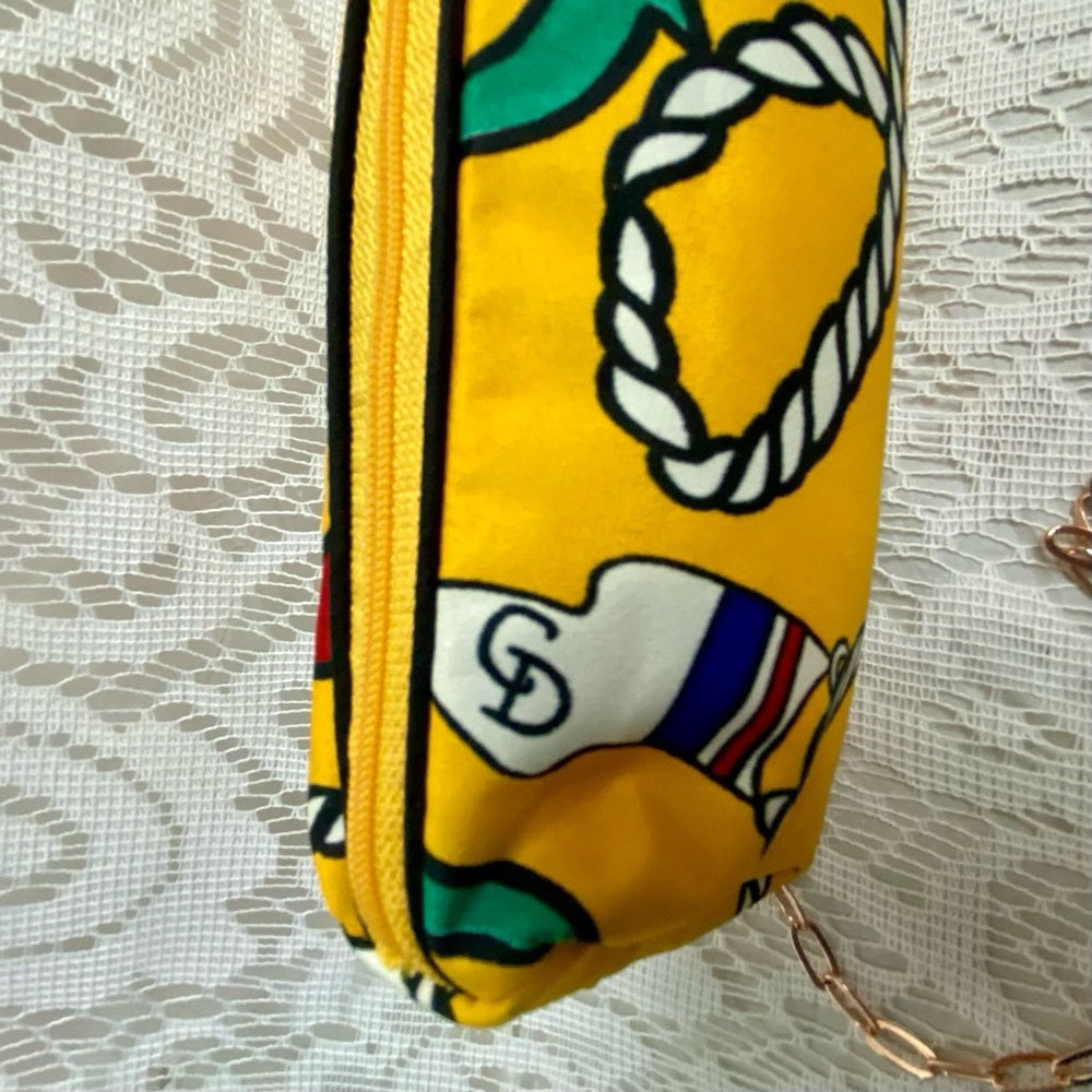 Christian Dior Yellow Abstract Canvas Cosmetic Pouch- Crossbody 6in x 3in x 2in
