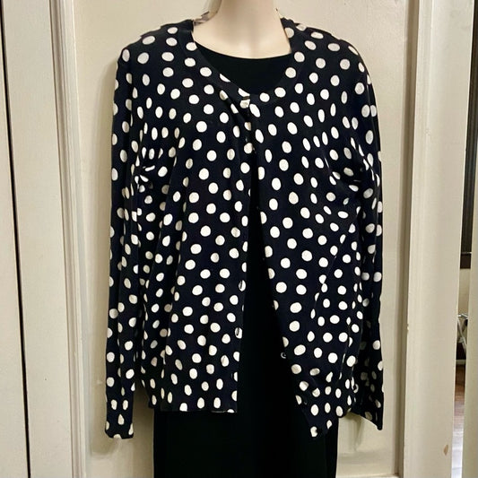 Merona Black and White Polka Dot Sweater Cardigan (L)