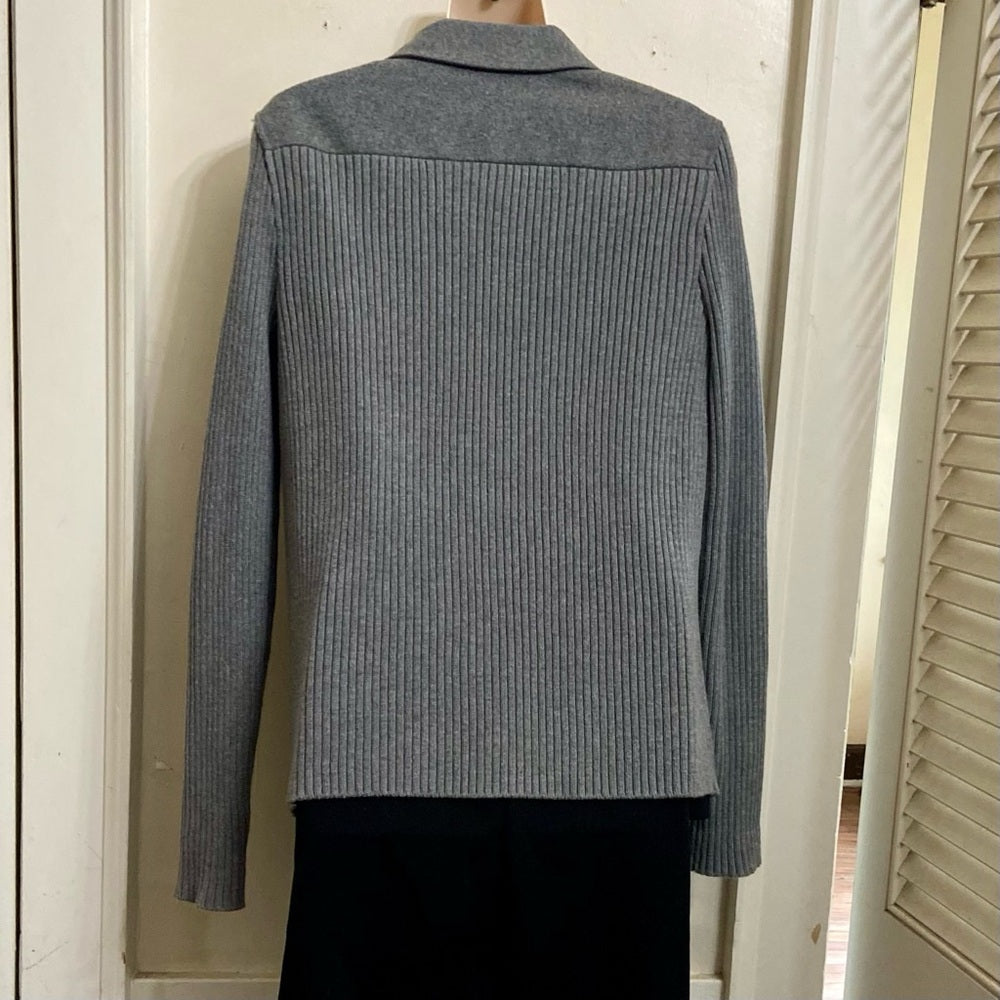 Cabi, Gray Wool- Knitted Sweater Cardigan (M)