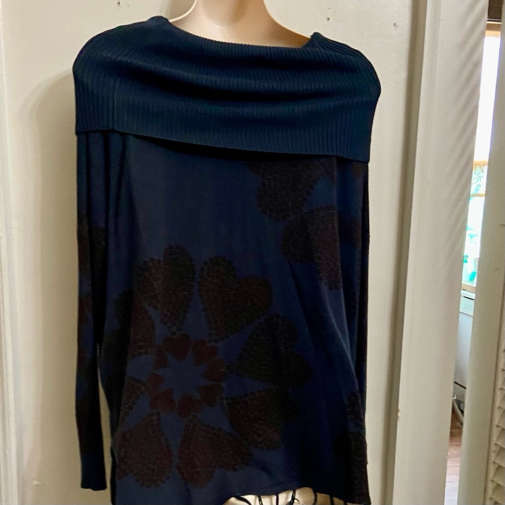 Desigual Gray Floral Sweater Cardigan with Fringes (M)