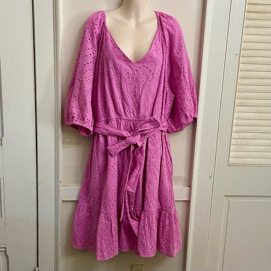 Eloquii Elements Pink Eyelet Lined Dress Size 26