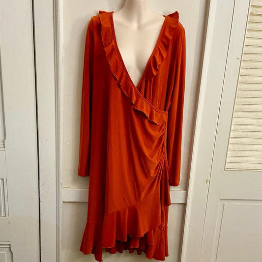 Lummi Orange Stretchy Dress Size-L