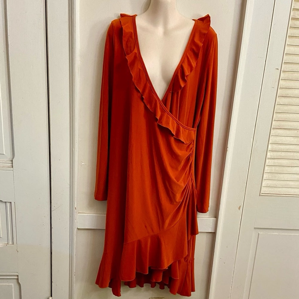 Lummi Orange Stretchy Dress Size-L