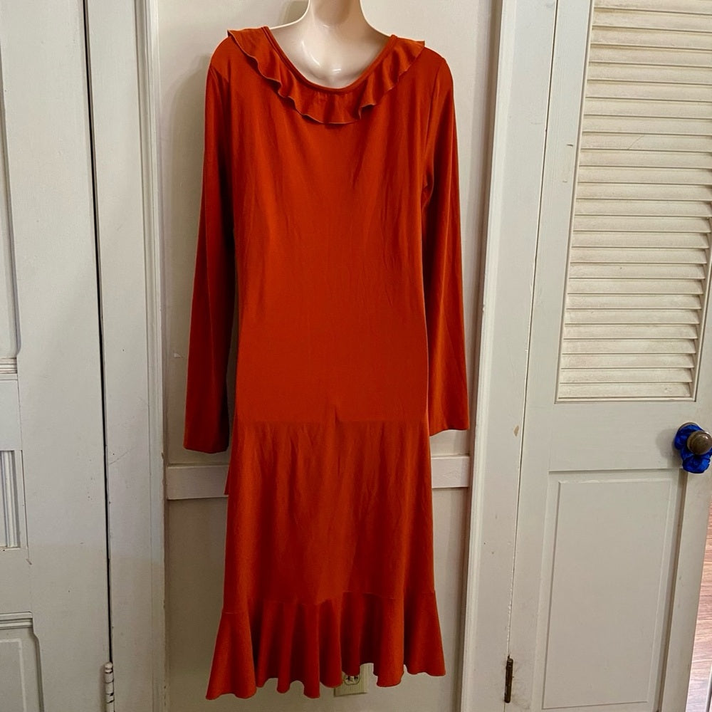 Lummi Orange Stretchy Dress Size-L