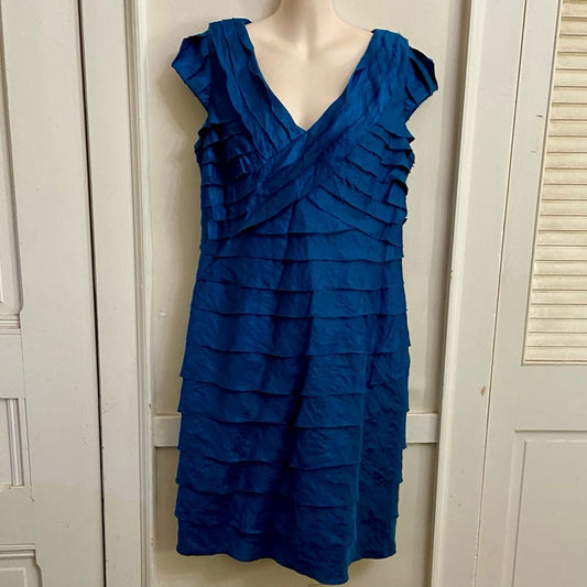 London Times Blue Teal Layered, Lined Dress Size 14