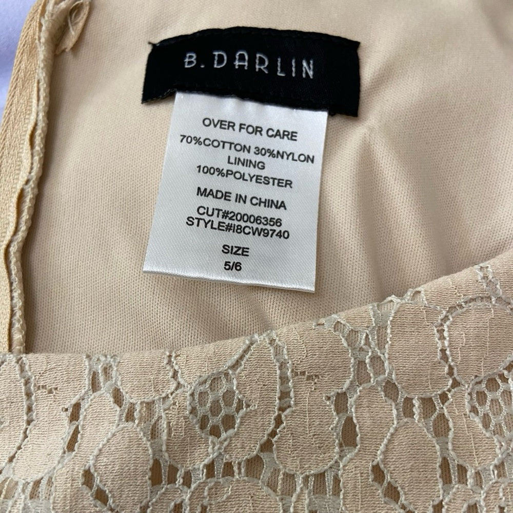 B. Darlin Beige Lace Lined Dress (Size 5-6)