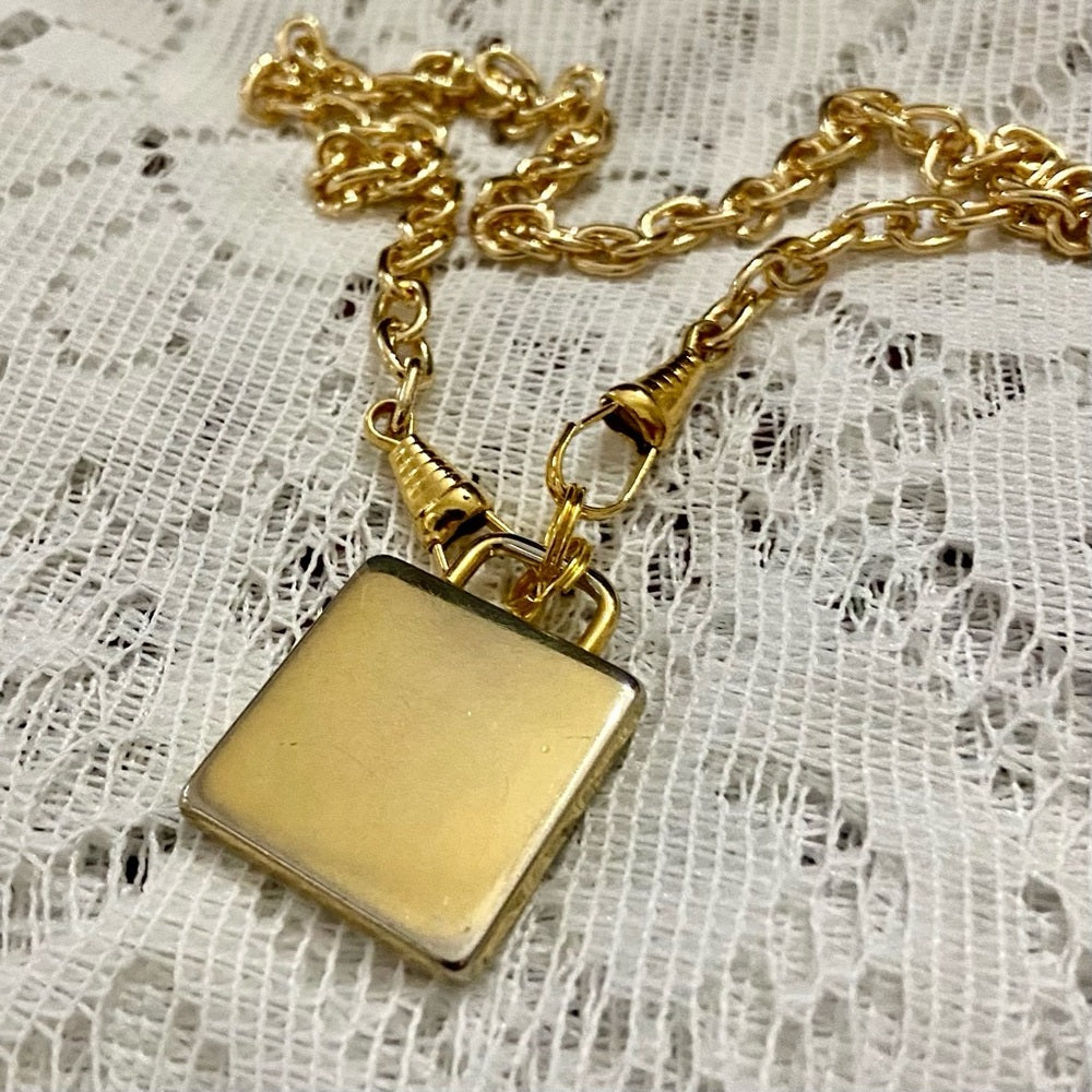 Vintage, Authentic Loewe Anagram Gold Plated Charm with 18-inch Chain Necklace