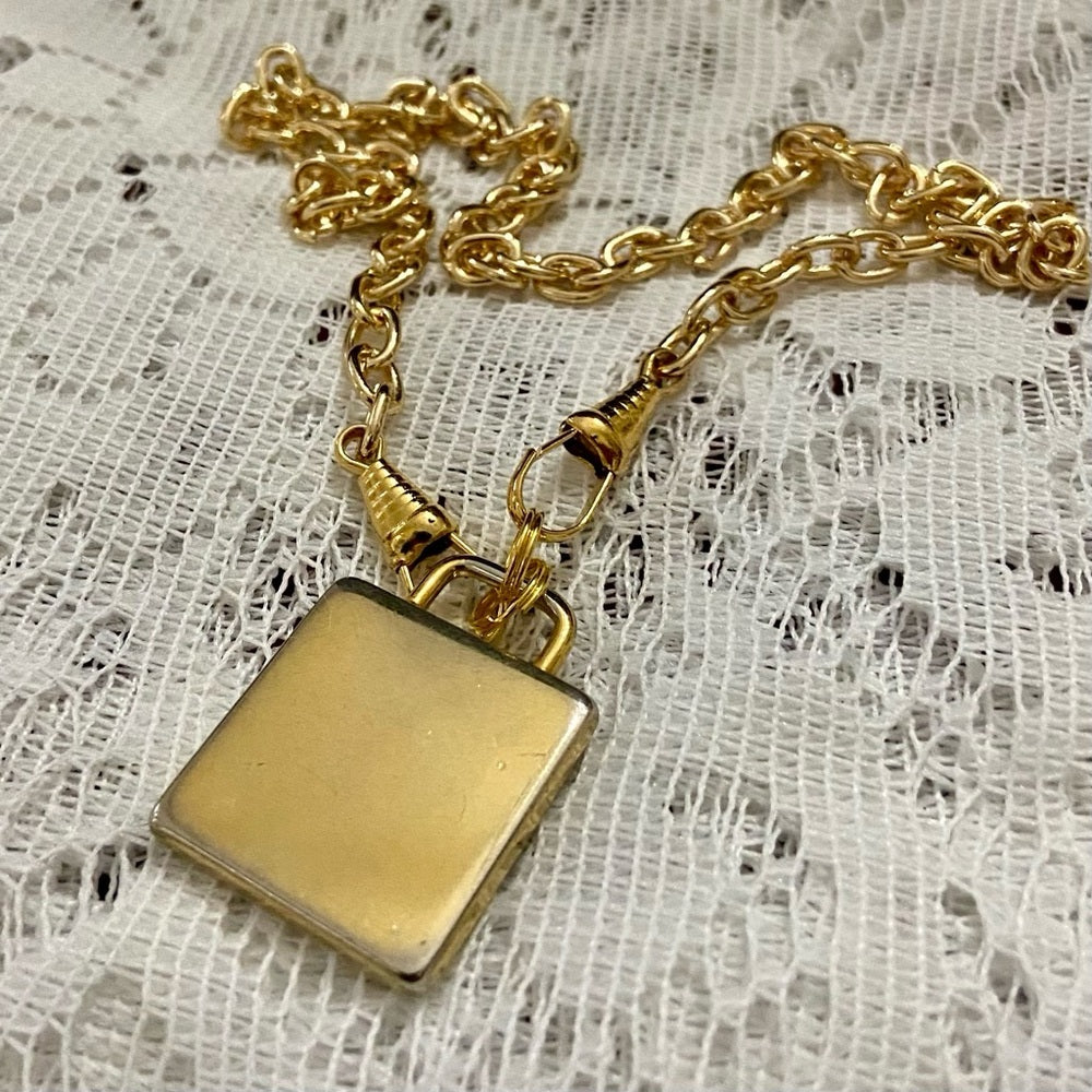 Vintage, Authentic Loewe Anagram Gold Plated Charm with 18-inch Chain Necklace