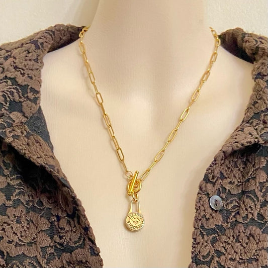 Mario Valentino Gold plated  Charm With 18in Chain Necklace
