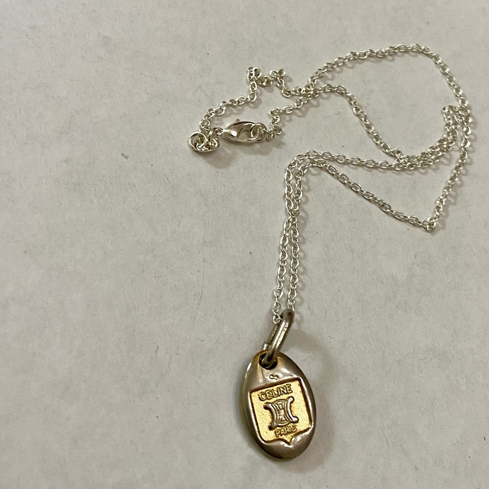 Vintage Celine Silver-Gold Pendant Charm Necklace