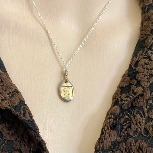 Vintage Celine Silver-Gold Pendant Charm Necklace
