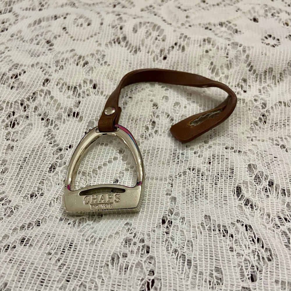 Chaps Brown Leather  2-way Handbag Charm-Key Chain
