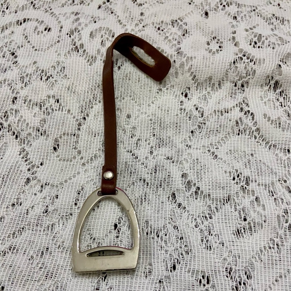 Chaps Brown Leather  2-way Handbag Charm-Key Chain