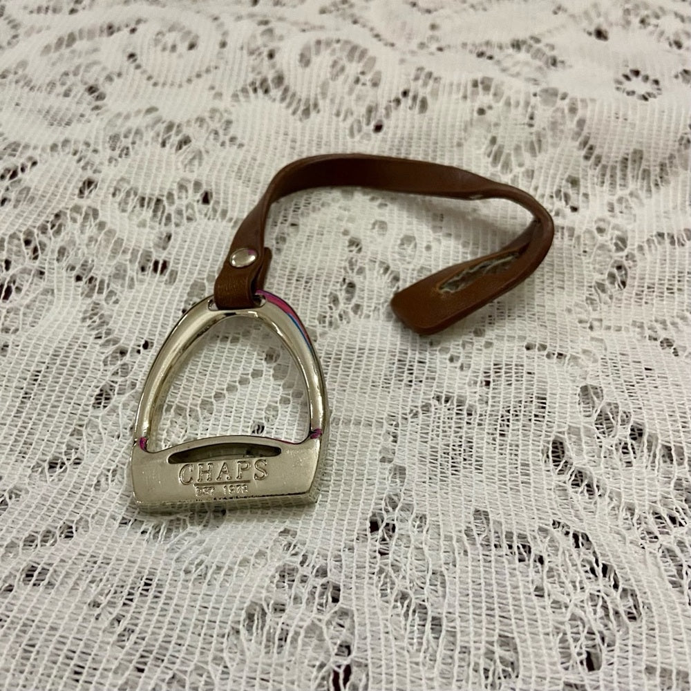 Chaps Brown Leather  2-way Handbag Charm-Key Chain