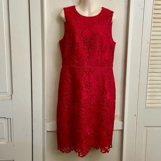 Ann Taylor, Elegant Red Lace Lined Dress Size 12