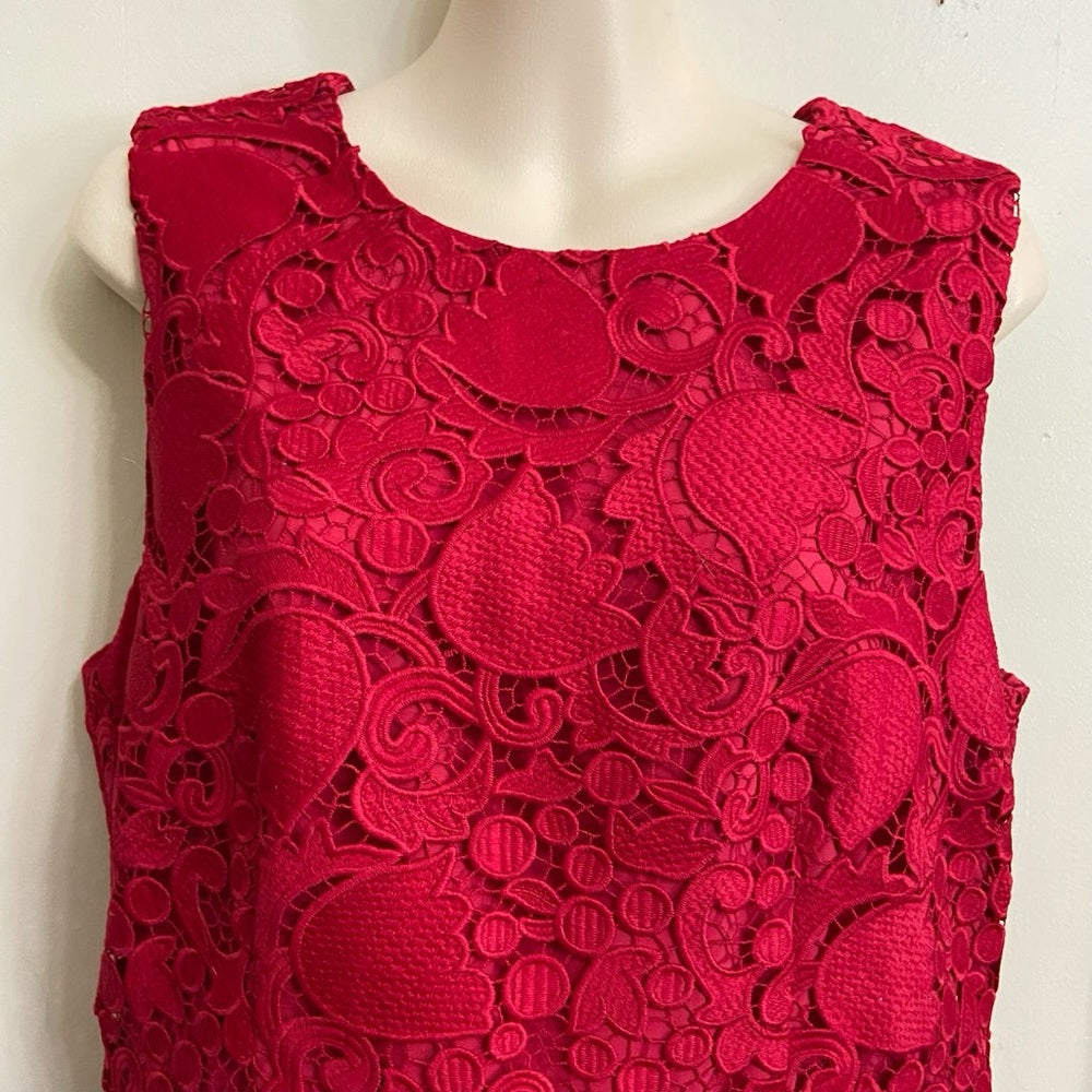 Ann Taylor, Elegant Red Lace Lined Dress Size 12