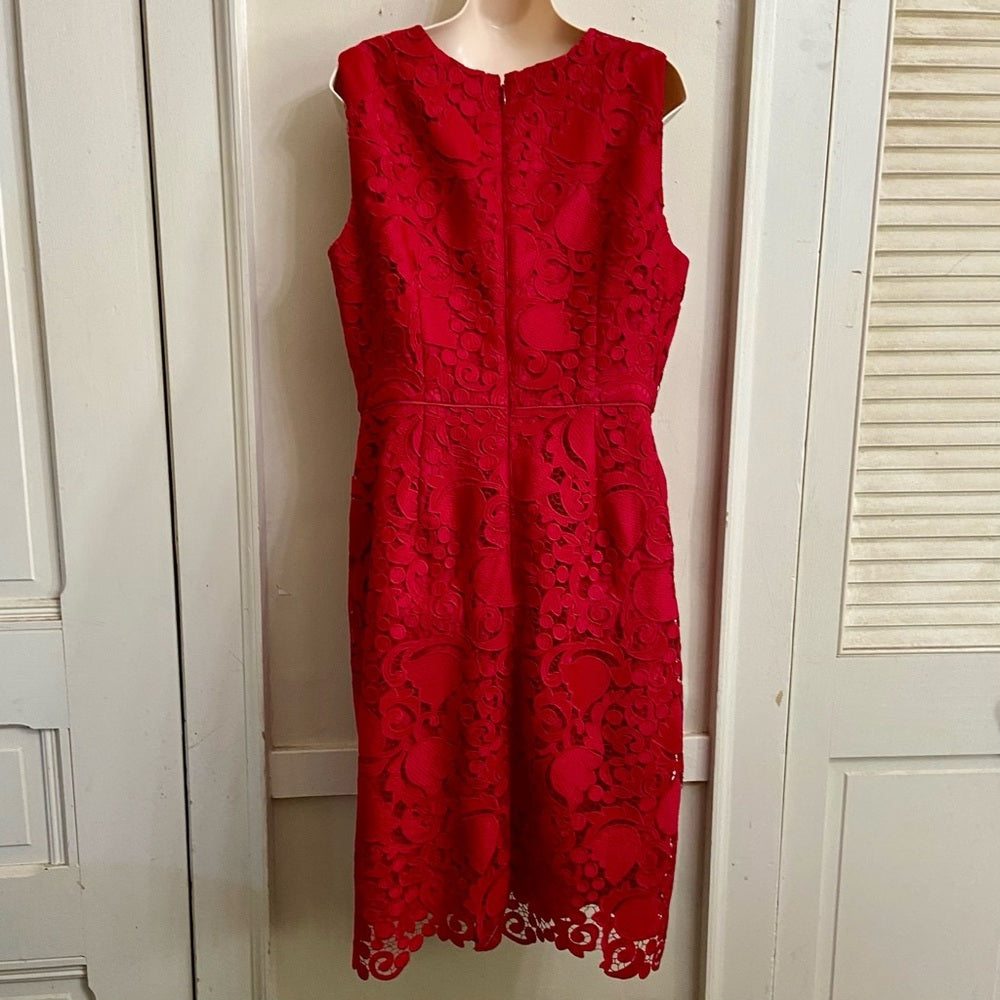 Ann Taylor, Elegant Red Lace Lined Dress Size 12
