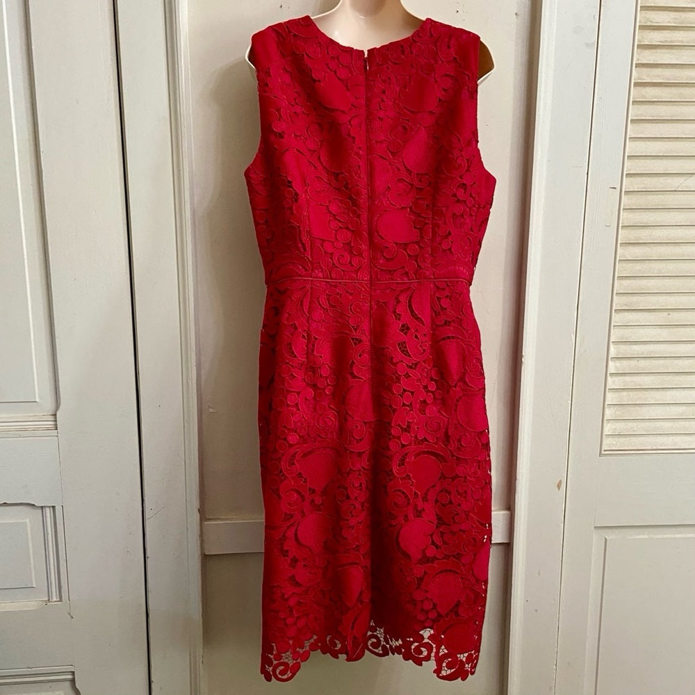 Ann Taylor, Elegant Red Lace Lined Dress Size 12