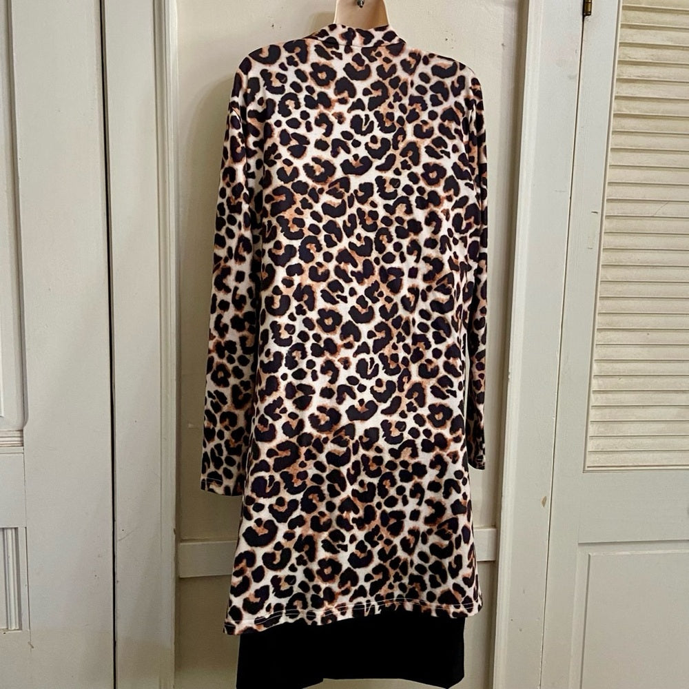 Brown Leopard Printed Duster l-Dress Size L
