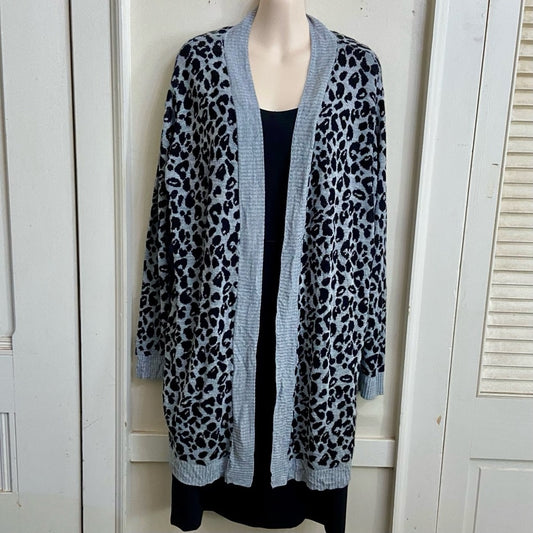 Nine West Gray Leopard Printed Duster-Dress Size XL