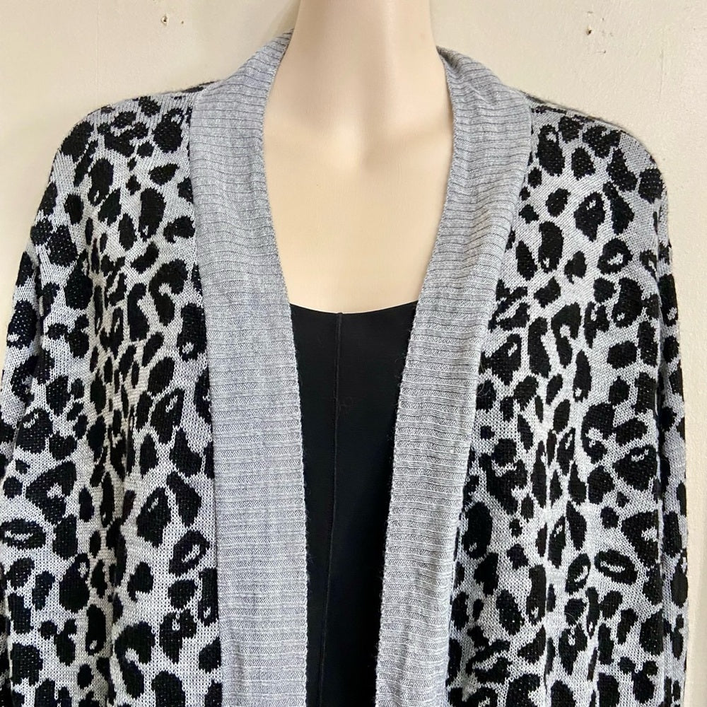 Nine West Gray Leopard Printed Duster-Dress Size XL
