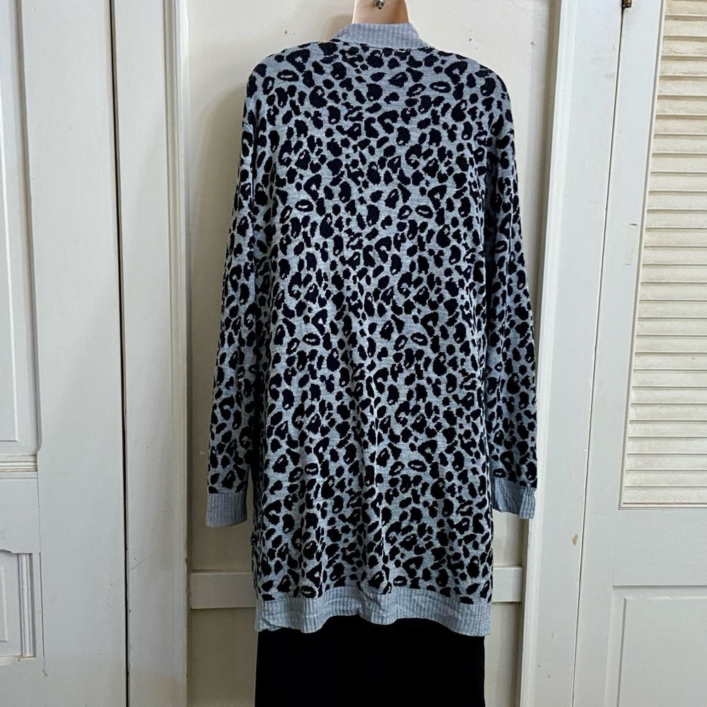 Nine West Gray Leopard Printed Duster-Dress Size XL
