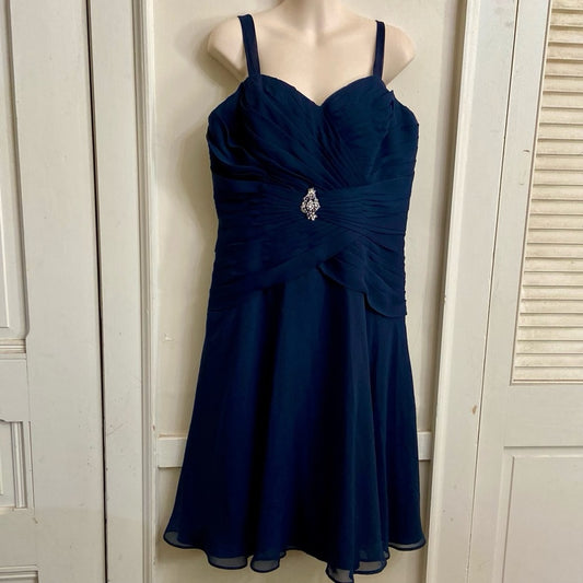 Forever Yours Formal Blue Lined Dress with Rhinestones Size 12