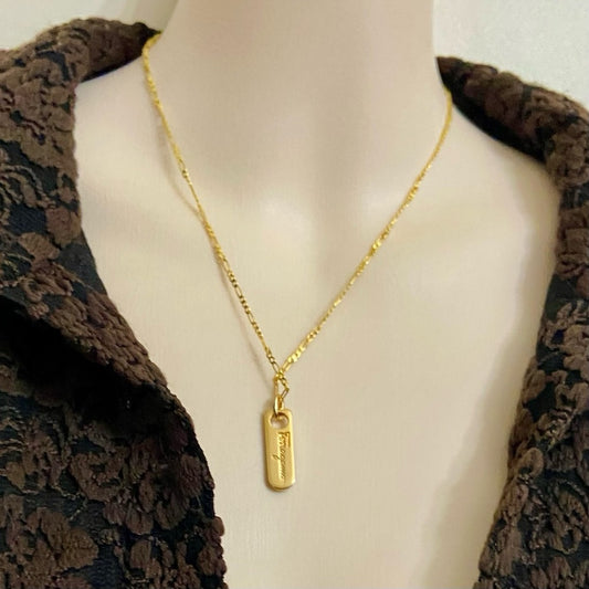 Ferragamo Gold-plated Bullet Shaped Charm Pendant Necklace