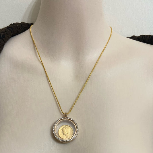 Authentic 1943 Silver (Vermeil) Mercury Dime, with  Locket and 18in Gold…