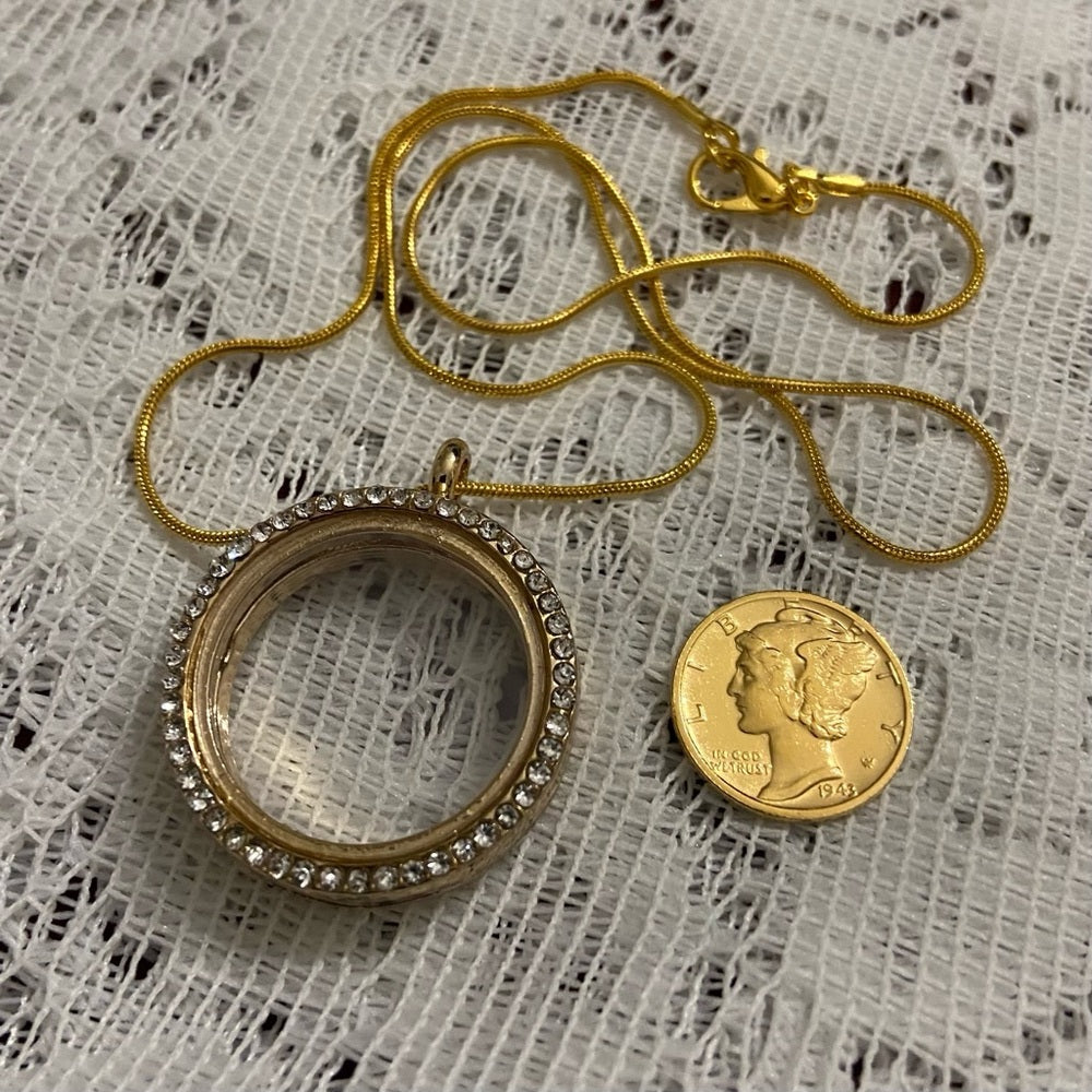 Authentic 1943 Silver (Vermeil) Mercury Dime, with  Locket and 18in Gold…