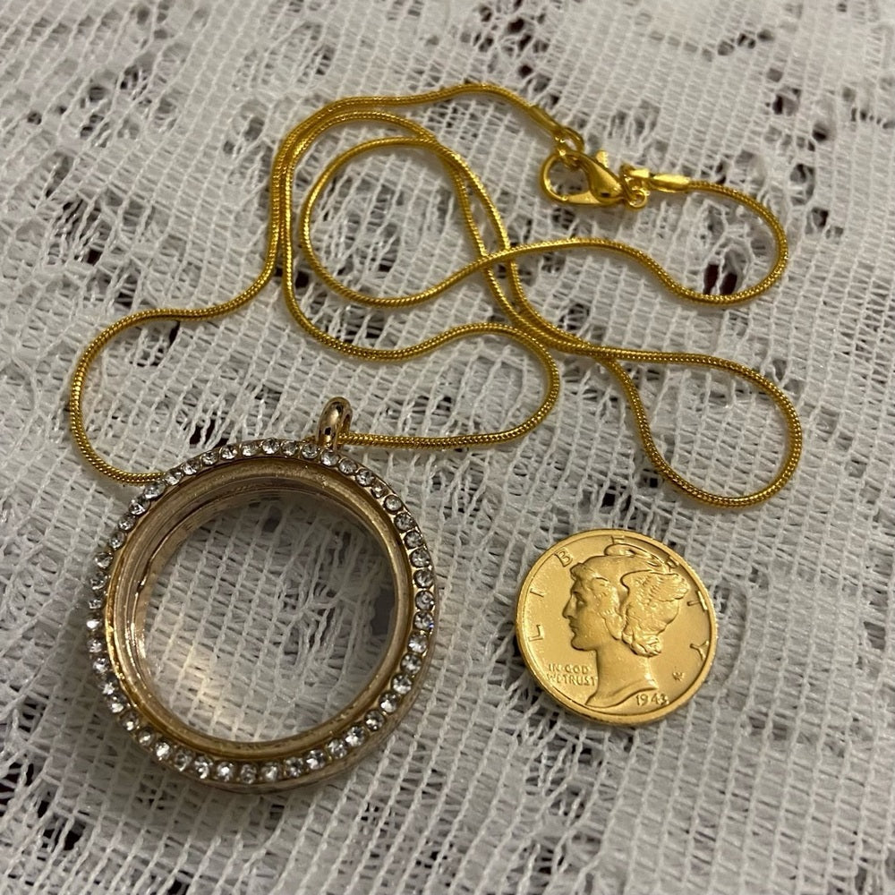 Authentic 1943 Silver (Vermeil) Mercury Dime, with  Locket and 18in Gold…