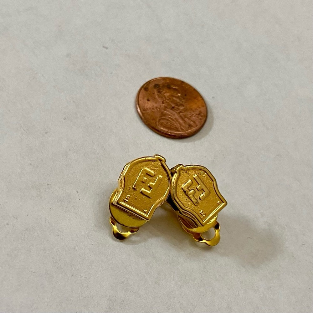 Vintage, Fendi Zipper Pull Clip Earrings 1/2in x 1/2in