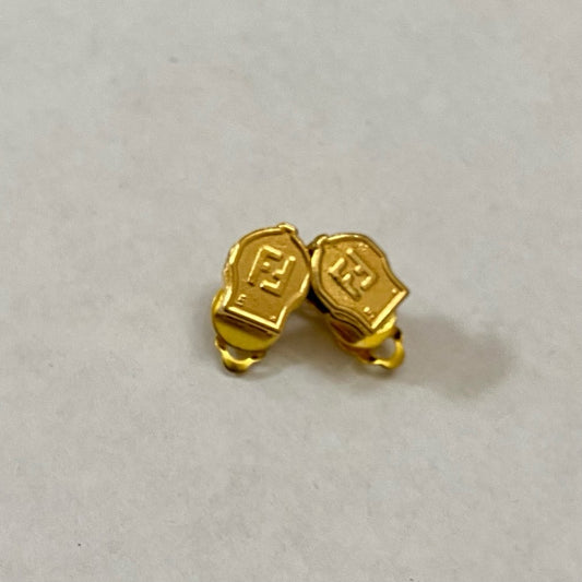 Vintage, Fendi Zipper Pull Clip Earrings 1/2in x 1/2in