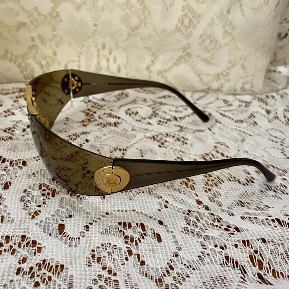Celine, Triomphe, Wrap Around Brown Sunglasses SC003 COLS28Y Italy