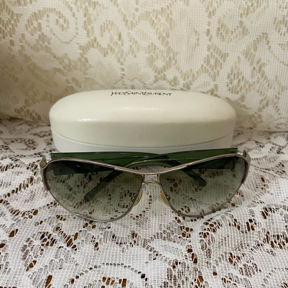 Saint Laurent, Italy Green Aviator Sunglasses