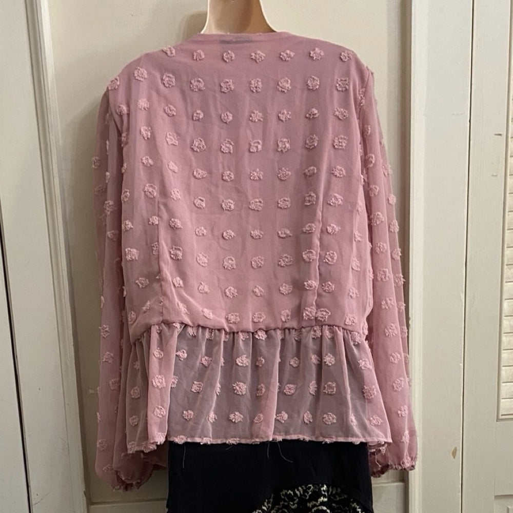 Liv Los Angeles Pink Popcorn Blouse (2X)
