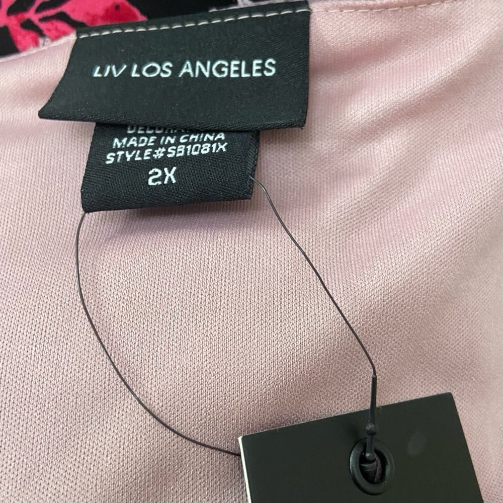 Liv Los Angeles Pink Popcorn Blouse (2X)