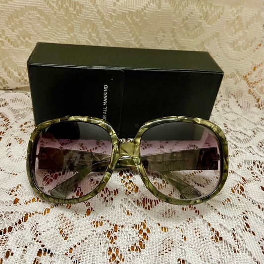 Vintage 7 for All Mankind Oversized Olive Green Sunglasses with Original Case