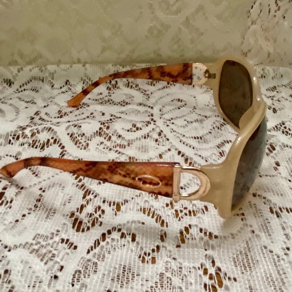 Vintage Oscar dela Renta  Orange-Tan Reptile Sunglasses Mod 1247P 615
