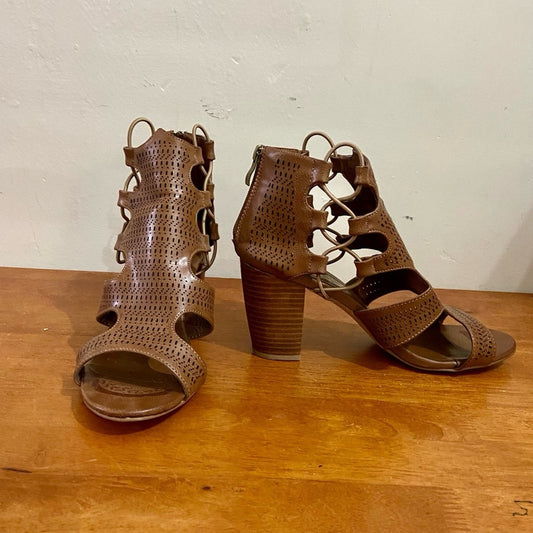 Boutique Peep Toe Brown Boots Size 10