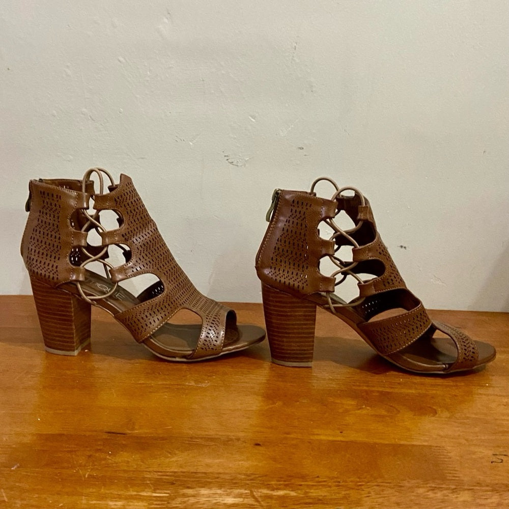 Boutique Peep Toe Brown Boots Size 10