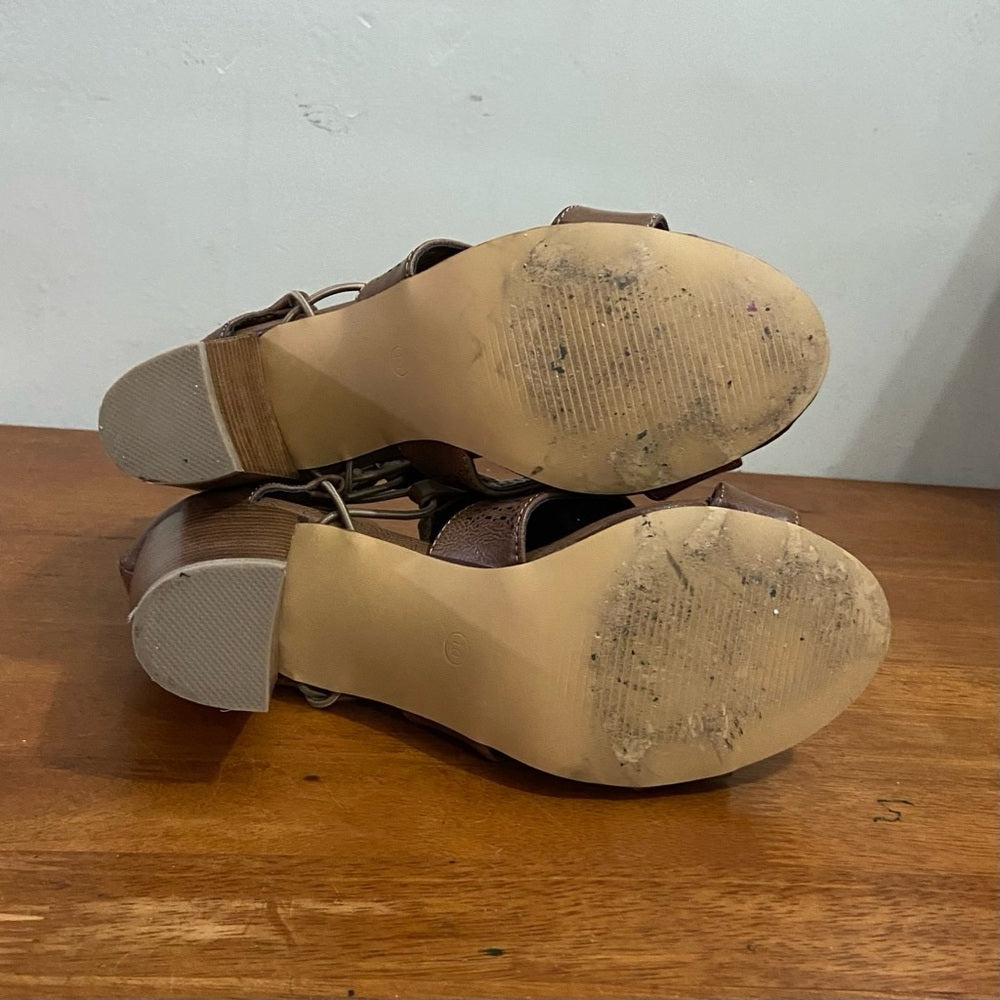Boutique Peep Toe Brown Boots Size 10