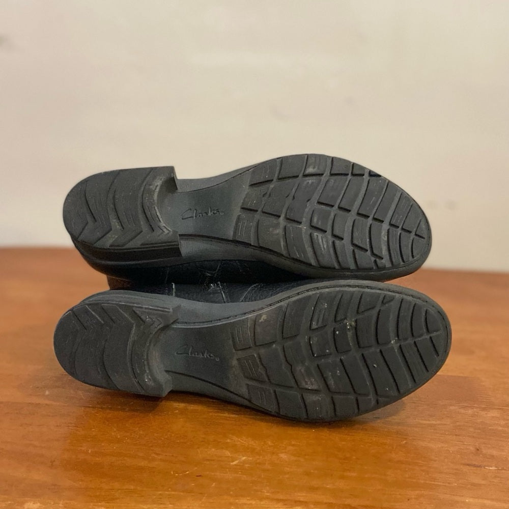 Clarks Collection Black Leather Boots Size 9