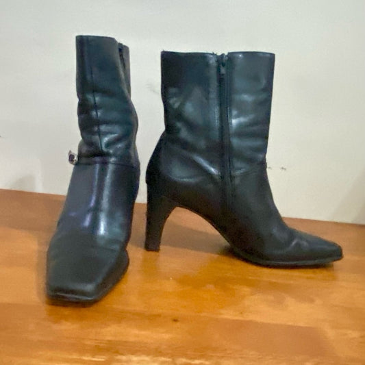 DKNY Black Leather Boots Size 9-10