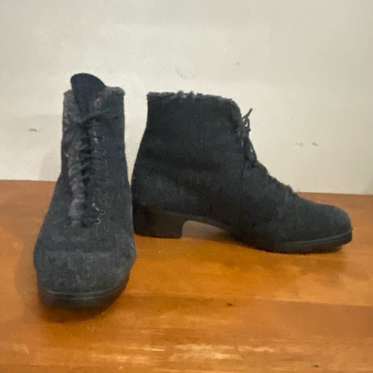 Commus Gray Fuzzy Wool Ankle Boots Size 39