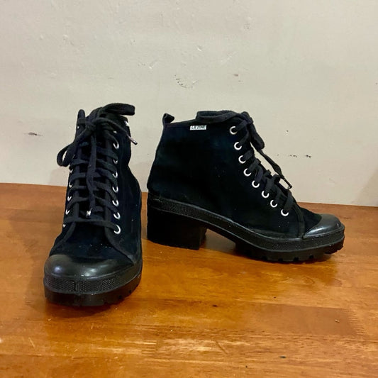 Vintage LA Zone Black Military Style Boots Size 8